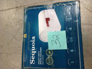 lot 32 image: Architectural Mailboxes Sequoia White Heavy Duty Post Mount Mailbox in good condition