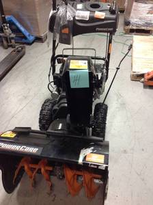 lot 41 image: Power Care 24 in. Two-Stage Gas Snow Blower with Electric Start and Headlight in like new condition