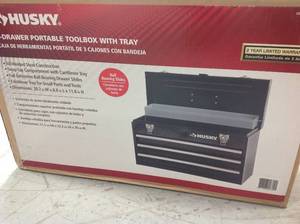 lot 48 image: Husky 20 in. 3-Drawer Metal Portable Tool Box with Tray