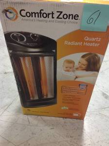 lot 61 image: Comfort Zone 1500-Watt Electric Quartz Infrared Radiant Tower Heater in good condition
