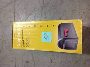 lot 80 image: Architectural Mailboxes Mapleton Post Mount Mailbox Graphite with Red Flag in good condition
