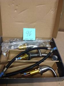 lot 96 image: Glacier Bay 67364W-6A04 2-Handle High-Arc Bathroom Faucet in Brushed Nickel OPEN BOX in good condition
