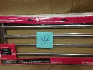 lot 97 image: Everbilt 4 Bar Clothes Dryer in Stainless Steel in good condition