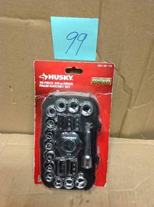 lot 99 image: Husky 38 in. Drive Palm Ratchet and Socket Set (30-Piece) in good condition