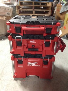 lot 201 image: Milwaukee 22 in. PACKOUT Modular Tool Box Storage System not used