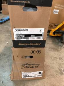 lot 208 image: American Standard Cadet 3 Powerwash 2-piece 1.28 GPF Single Flush Round Toilet in White, Seat Not Included not used