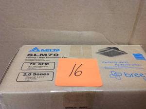 lot 16 image: Slim Series 70 CFM Wall or Ceiling Bathroom Exhaust Fan, in good condition