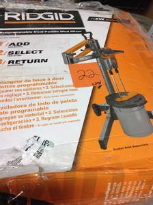 lot 22 image: RIDGID Dual Paddle Programmable Power Mixer with Stand USED in working condition