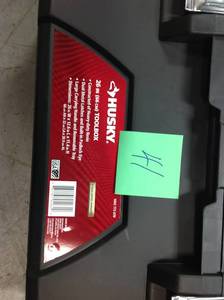lot 41 image: Husky 26 in. Plastic Portable Tool Box with Metal Latches in Black in good condition