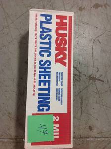 lot 47 image: HUSKY 10 ft. x 100 ft. Black 2 mil Plastic Sheeting not used