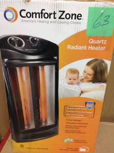 lot 63 image: Comfort Zone 1500-Watt Electric Quartz Infrared Radiant Tower Heater in good condition