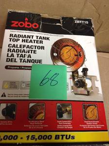 lot 68 image: ZOBO 15,000 BTU Propane Tank Top Heater in good condition