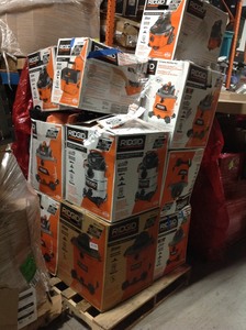 lot 203 image: Pallet of assorte Ridgid Shop vacs various models, sizes and conditions customer returns