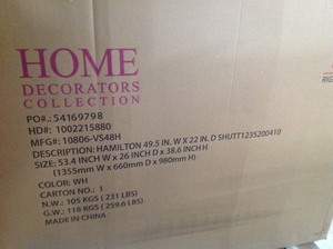 lot 208 image: Home Decorators Hamilton Shutter 49-12 in. W x 22 in. D Bath Vanity in Ivory with Granite Vanity Top in Grey not used Retails $1100