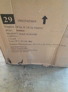 lot 211 image: Home Decorators Naples 60 in. W Bath Vanity Cabinet Only in Warm Cinnamon for Single Bowl not used retails for $999