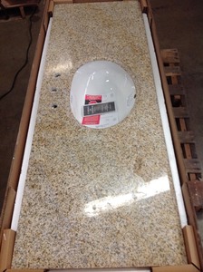 lot 212 image: Pegasus 61 in. Granite Vanity Top in Beige with White Basin not used
