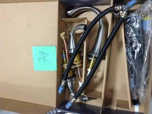 lot 74 image: Glacier Bay 67392W-6A04 Edgewood 8 in. 2 Handle High Arc Bathroom Faucet, Brushed Nickel in good condition