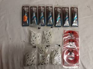 lot 25 image: 5-Packages Arrow Veins, 3-Packages Fletching Tape, 7-Tubes Fletching Adhesive