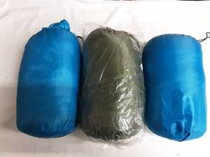 lot 36 image: 3-New Hooded Sleeping Bags (2-Blue), (1-Green)