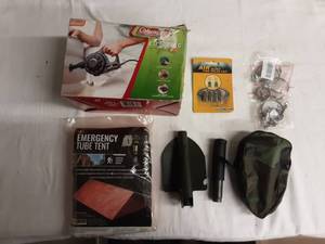 lot 40 image: Air Pump, Emergency Tent, Survival Shovel, Wire Saws