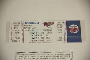 Framed Unused Ticket Eddie Murray 3000th Career Hit