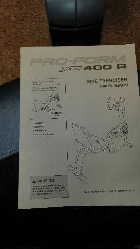 Proform xp 400r outlet recumbent exercise bike manual