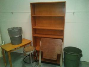 lot 1147 image: Misc. Furniture and more. 6 ft. Wood Bookshelf.