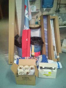 lot 1161 image: Lighting Fixture, bulbs - Fluorescent, Mogul, clock, Lighting - flood light Fixture, bulbs and more. Big lot.