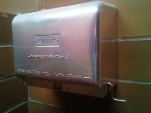 lot 1165 image: &nbsp3 Vintage Towel Dispenser NEW In factory box,&nbspCleveland Cotton Products. . This is the same model mounted in a bathroom. Model 1-96-8185