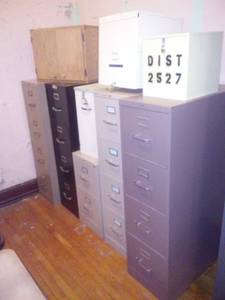 lot 1281 image: File Cabinets (5), Ballot Boxes (3) all empty and working.