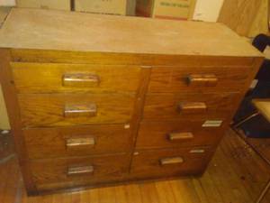 lot 1296 image: Cabinet with Drawers, dresser, office, Vintage Oak.