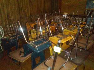 lot 1311 image: Student Desks (26), High School Sized, Black Paint and Chrome.
