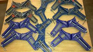 lot 812 image: Irwin Stanley Corner Woodworking clamps (10) and more. Irwin  LIKE NEW (4) Stanley (8) Storage boxes (2) Podium 22 x 15.5 37in.
