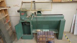 lot 820 image: Vintage Powermatic Model 45 Lathe with cabinet and tools. Circa 1968, manual included. 60 x 19 x 58