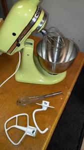 lot 1181 image: Kitchen Aide Vintage Mixer with Table and Cookbooks.