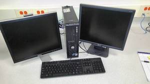 lot 957 image: Dell computer setup (1) OptiPlex 755, Monitor Dell 15 in. (2) and more.