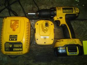lot 1130 image: DeWalt 18-volt drill, batteries (2) and charger