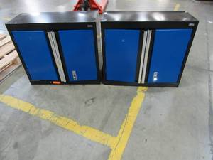 lot 214 image: 2 Sandusky 30 in. W x 12 in. D x 26 in. H Modular Steel Wall Cabinets Full Pull in BlackBlue, GW1F301226-069L