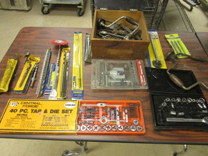CENTRAL FORCE 40 PC. TAP & DIE SET, RIGID FLARING TOOL, RYOBI SCROLL SAW BLADES, MORE