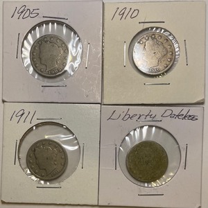 Four Different Liberty Head Nickels