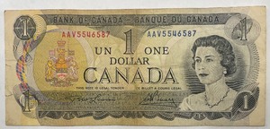 1973 Bank of Canada $1 Note - AAV5546587