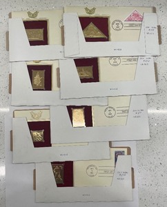 Seven First Day Covers with 22 KT Gold Replica Stamp