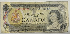 1973 Bank of Canada $1 Note - AAT8122228
