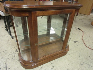 lot 407 image: SOLID OAK CURIO CABINET