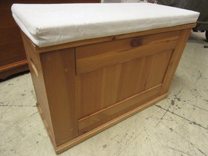 lot 412 image: IKEA SOLID WOOD STORAGE CHEST WITH REMOVABLE CUSHION
