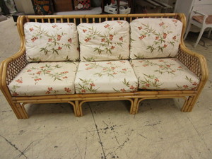 lot 416 image: BAMBOO-STYLE RATTAN SOFA