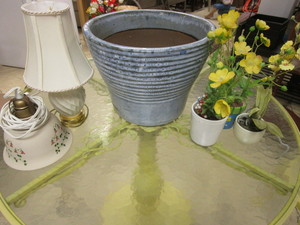 lot 441 image: HANGING LAMP, LENOX TABLE LAMP, POTS