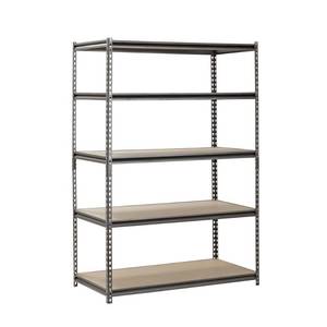 lot 31 image: Lot of 2 MUSCLE RACK 72 in. H x 48 in. W x 24 in. D 5 Shelf Z-Beam Boltless Steel Shelving Unit in SilverVein