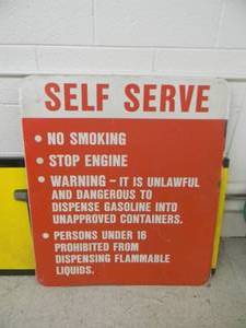 lot 5 image: SELF SERVE GAS ISLAND SIGN - APPROX 30 BY 35 - SEE PICTURES