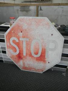 lot 9 image: VINTAGE 4 LARGE STOP SIGN - VERY COOL - SEE PICTURES